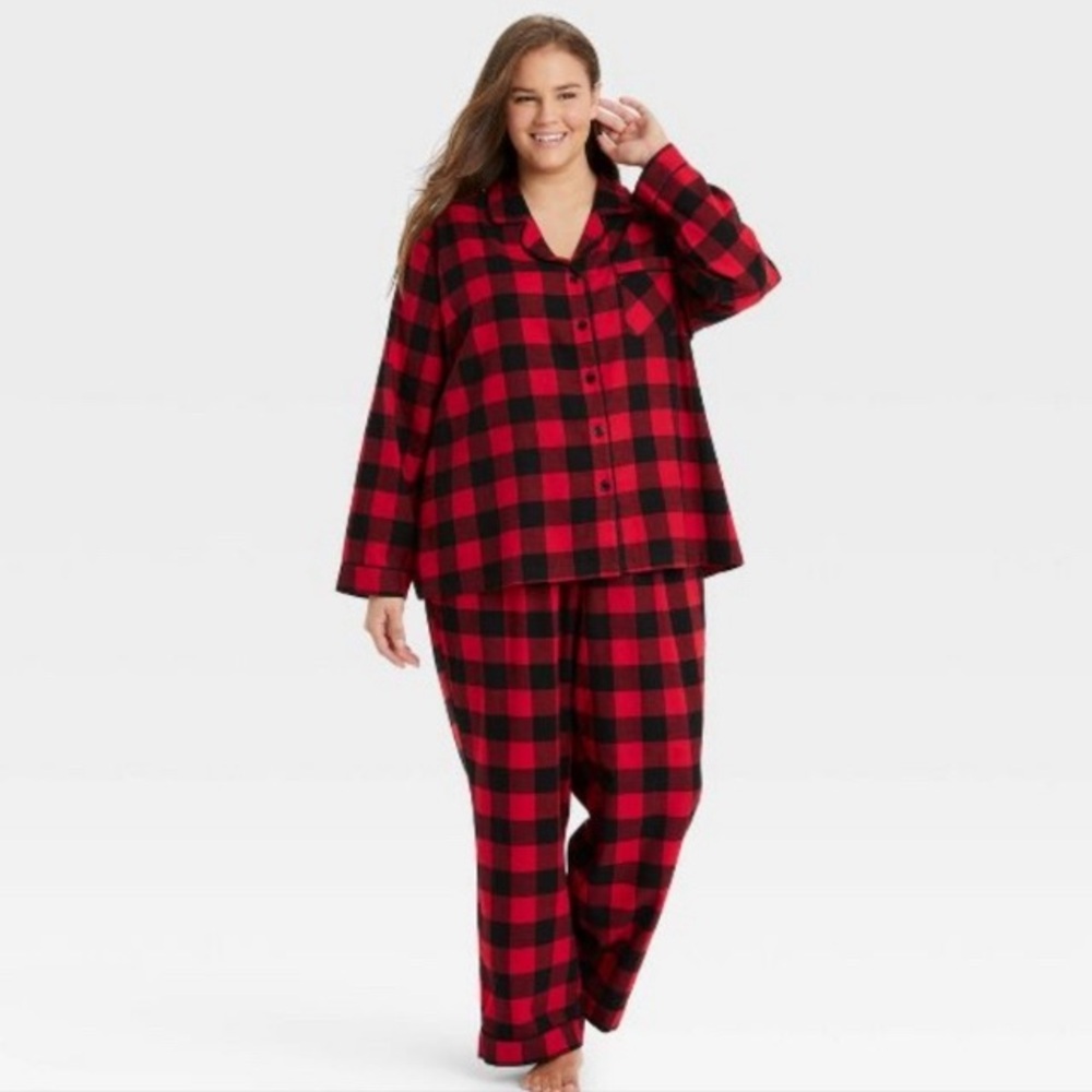 Wondershop 1X, 2X, XXL, Women’s flannel pajama set red black buffalo check